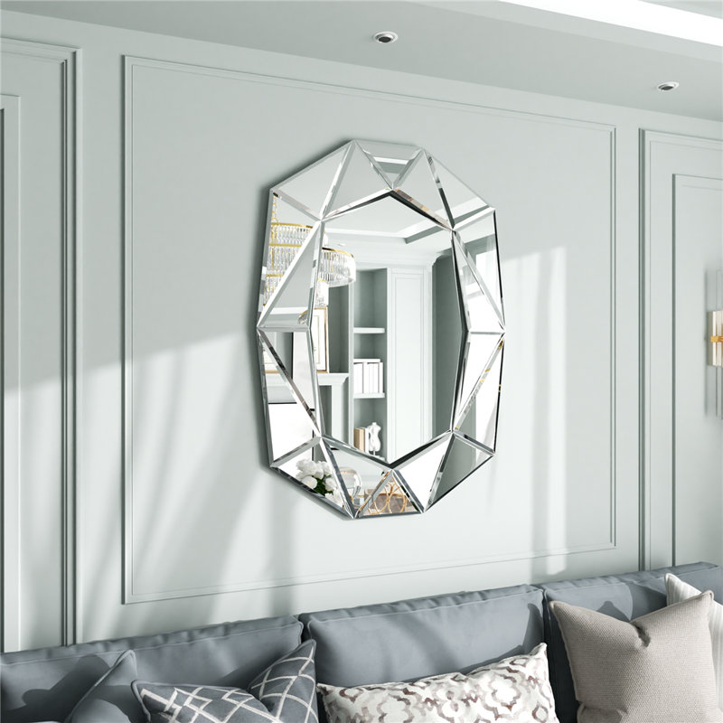 Briahna Glass Oval Mirror, Silver