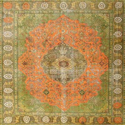 Tapis oriental vert / orange Carmiencke
