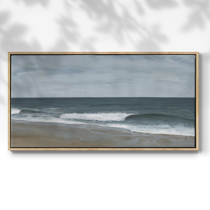 Northeast Shoreline I - Toile tendue avec châssis encadré - Prêt à être accroché, H 17 po x l 33 po, Naturel