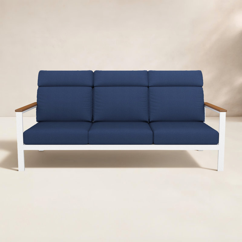 Townsend Metal Outdoor Sofa With Sunbrella Cushion, Blue