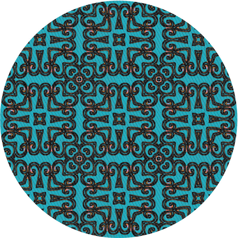 Tapis vert/mauve tissé à la machine, Rond 3 pi