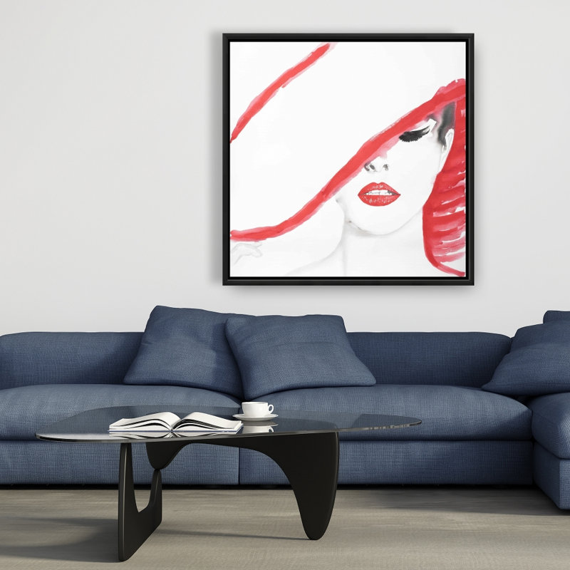 Femme avec un chapeau d'été - Toile encadrée Home Decor Art