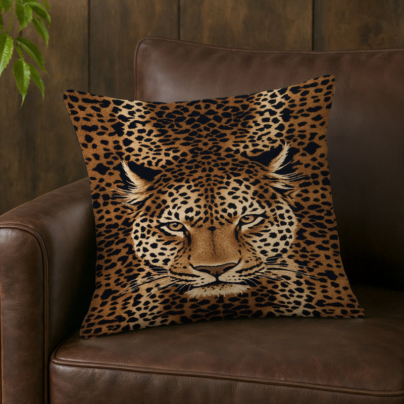 Coussin intérieur et extérieur, Carré 16 po, Léopard indien