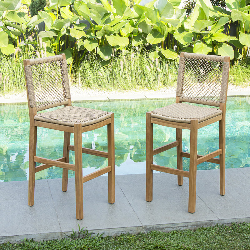 Hattem 2-piece Teak Outdoor Barstool