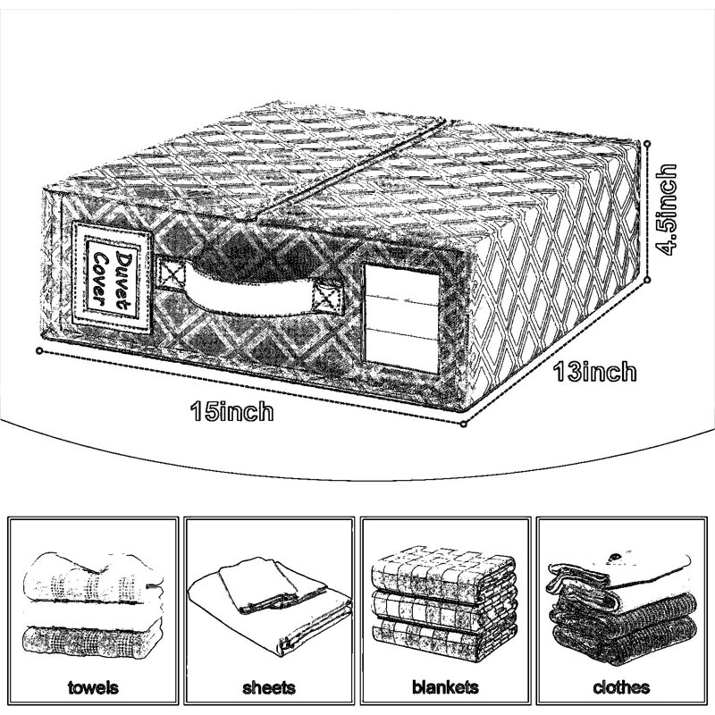 Organisateur de draps et ensemble de boîtes de rangement avec fenêtre, organisateur de placard en lin pliable pour ensembles de literie, housses de couette et taies d'oreiller, fabrication robuste en tissu multicouche