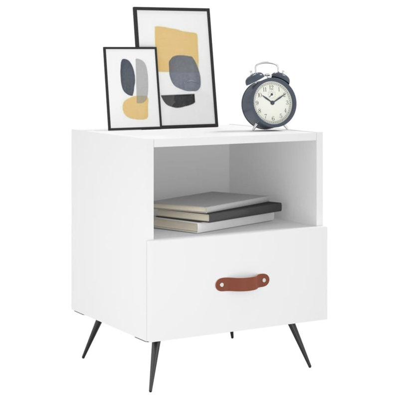 Manasi 40cm W Iron Bedside Table, White