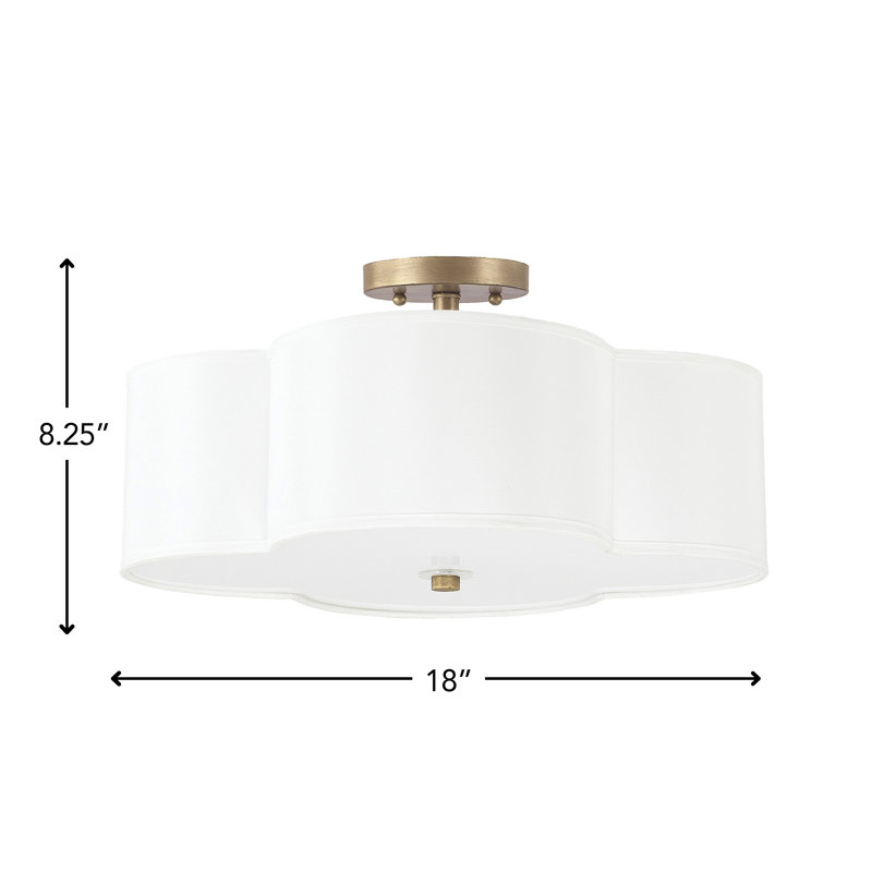 Tangela Cotton / Cotton Blend Semi Flush Mount, 8.25" H x 18" W