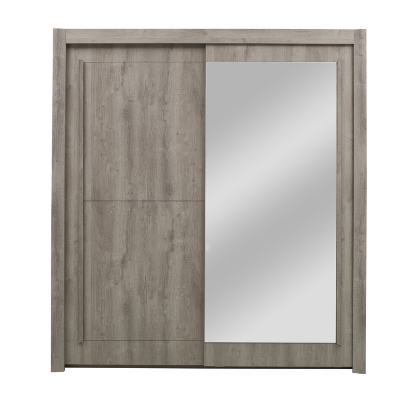 Wyona 2 Door Manufactured Wood Wardrobe, Grey, H220 x W246 x D63cm
