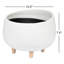 Round Ceramic Planter with Wood Feet-27131845