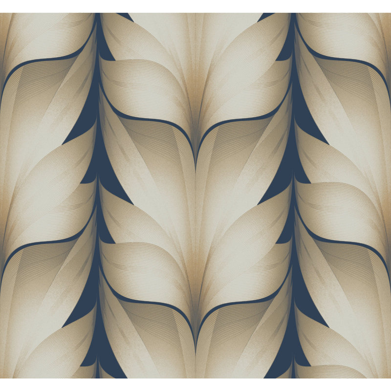 Lotus Light Stripe Geometric Wallpaper Roll, Navy