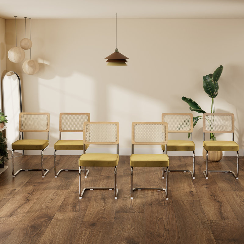 Ensemble de chaises de salle à manger Mid-Century, 6, Jaune