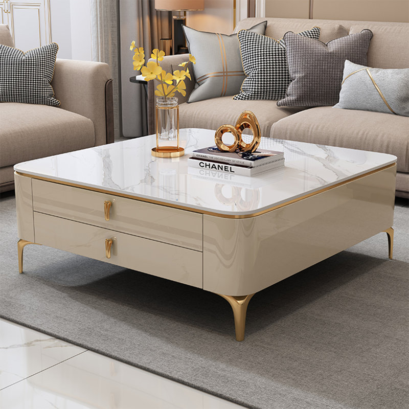 Table carrée légère et luxueuse, H 16,9 po x L 47,2 po x l 47,2 po