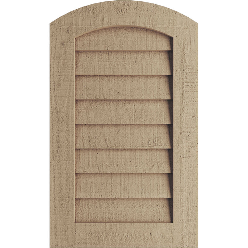 Timberthane Arch Top Faux Wood Non-Functional Gable Vent, Primed Tan, 1" H x 28" W x 15" L, Rough Cedar