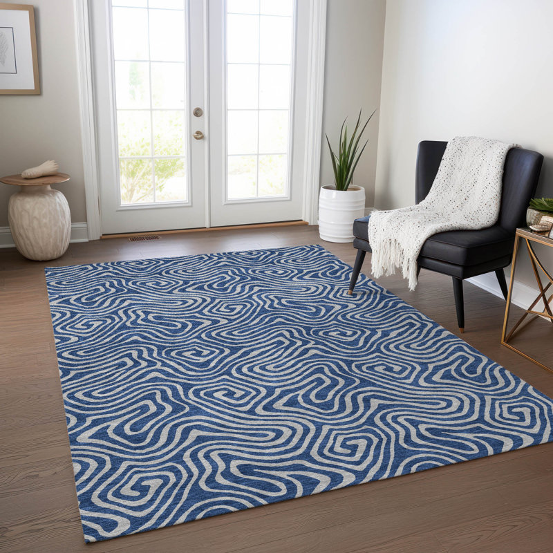Tapis intérieur / extérieur bleu Zena , 8' x 10'