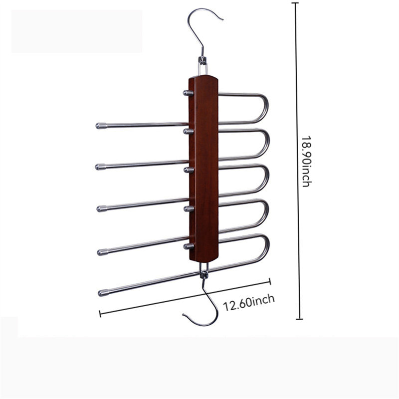 Porte-pantalons pliable en bois massif, 6