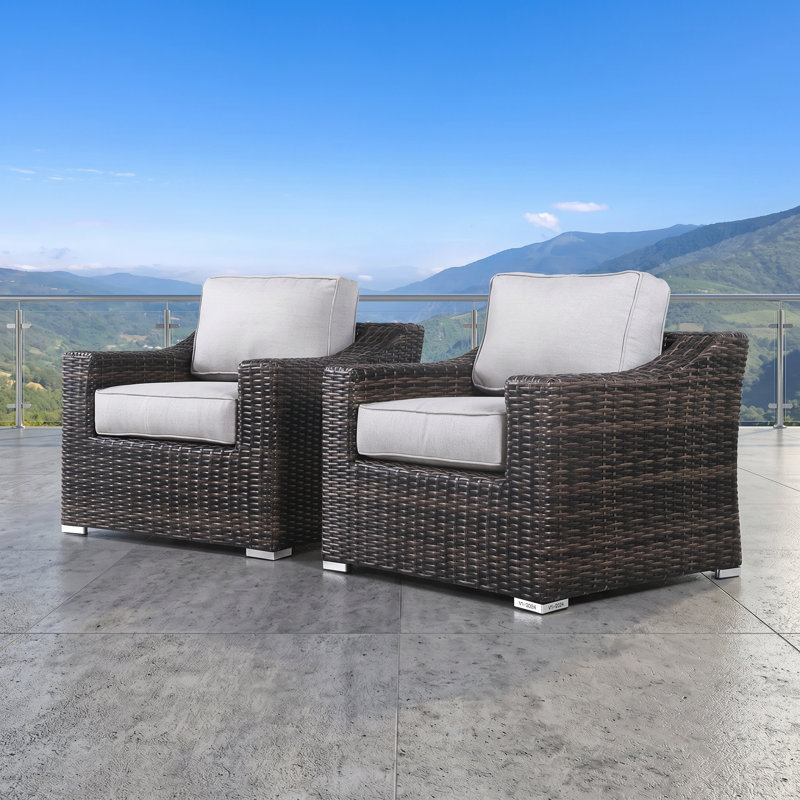 Ensemble de fauteuils de patio en osier tissé à la main avec coussins en oléfine l 33 po x P 33 po x H 26 po LSI