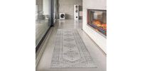 Tapis traditionnel gris clair, gris foncé et beige Eckelman, Tapis de couloir 2 pi 7 po x 10 pi