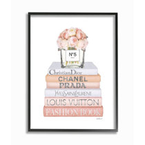 Amanda Greenwood Canvas Wall Decor Prints - Fashion Bookstack Grey Bow Shoes & Ink ( Fashion > Shoes > High Heels art) - 40x26 in