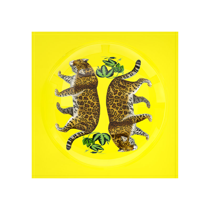 Square Animal Print Decorative Tray, 6"W x 6"D x 2"H, Yellow