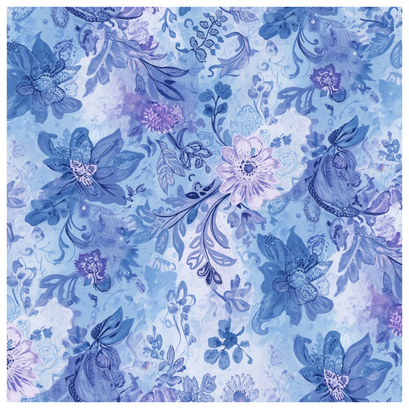 Housses de couette à motif floral bleu, Grand lit