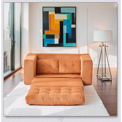 Loveseat Sofa Bed With Memory Foam & Steel Frame - No Assembly, Convertible 2-In-1 Design, Corduroy Fabric - Compact Couch For Small Spaces, Apartments, Home Office & Bedroom