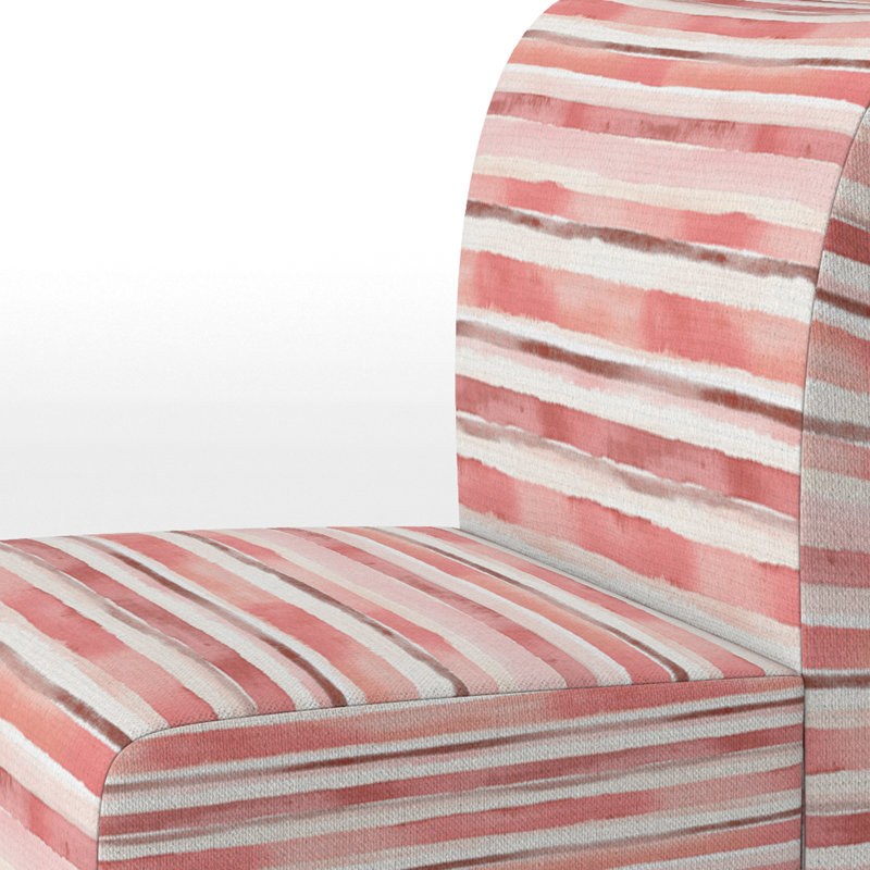 Fauteuil de chambre rayé rose et beige, Pantoufle sans accoudoirs