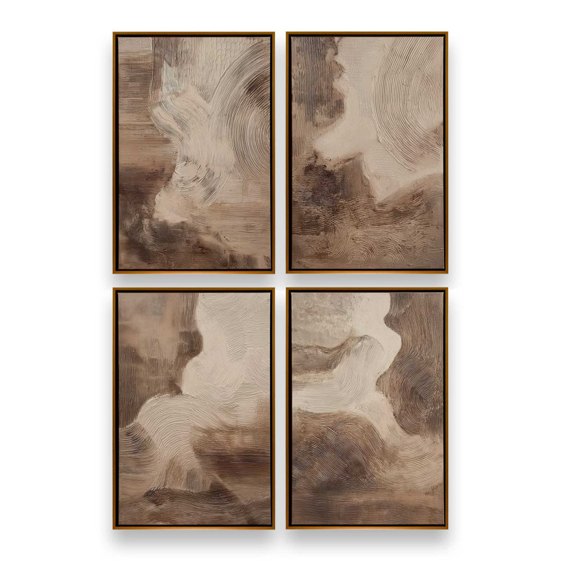 Ensemble de 4 impressions sur terre, 18 po x 12 po, Cadre flottant doré poli