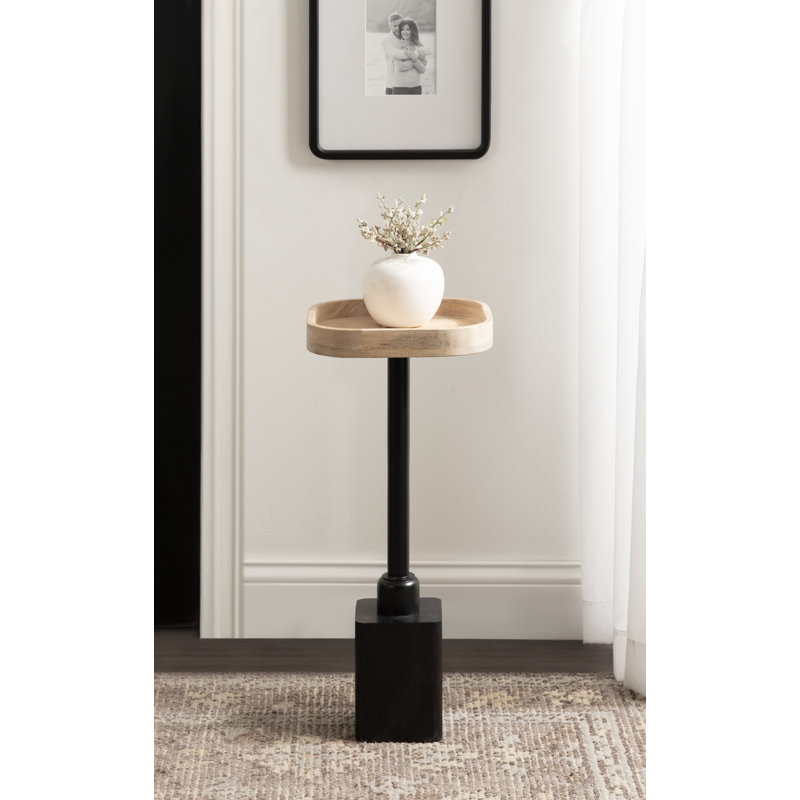 Table à boissons carrée Woodrow, Plateau brun clair / base en bois naturel