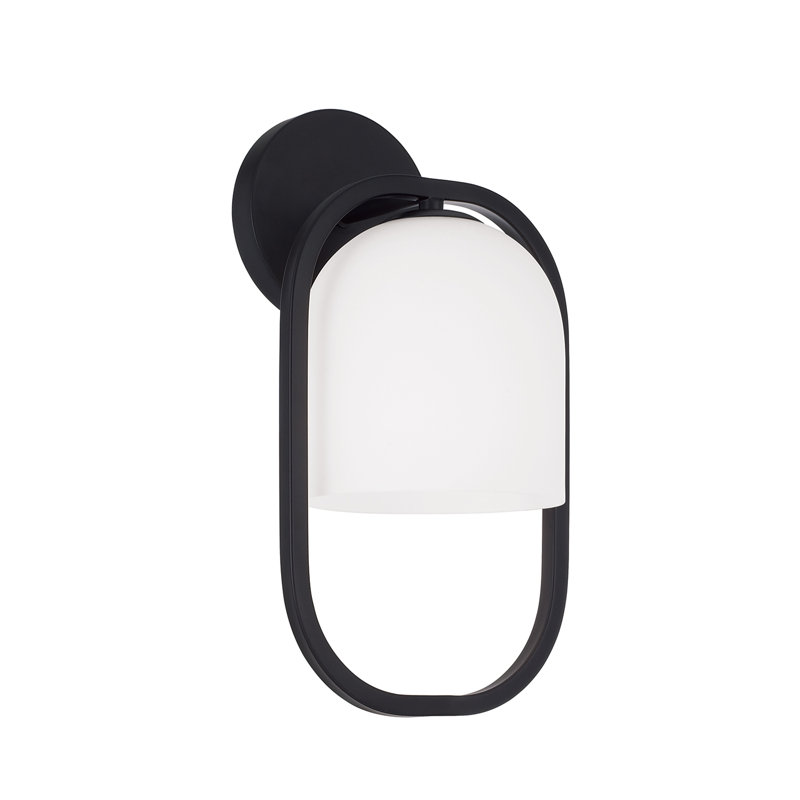 7.5" W X 14" H 1-Light Capsule Sconce with Soft White Glass, Matte Black