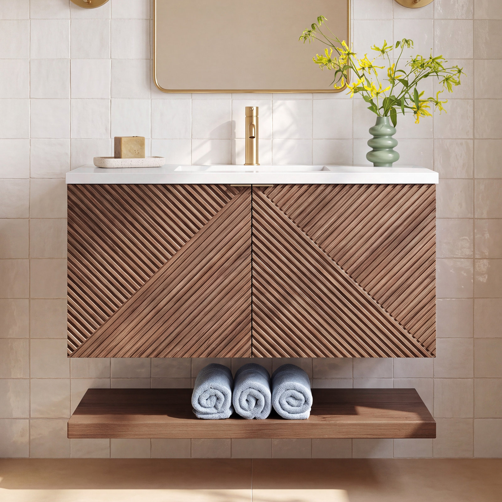 Marcello Single Bathroom Vanity, White Zeus, Single-Hole, 36"