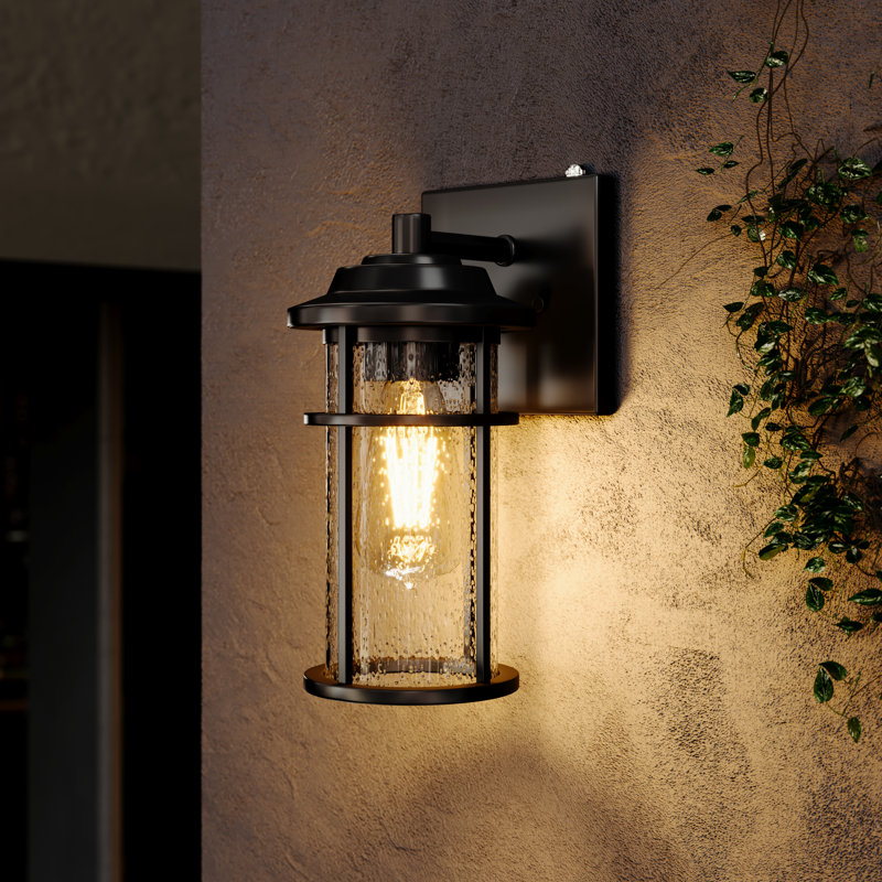 Schlesinger 1-Light Metal Wall Light With Dusk to Dawn, 13.5" H x 7.55" W x 9.6" D