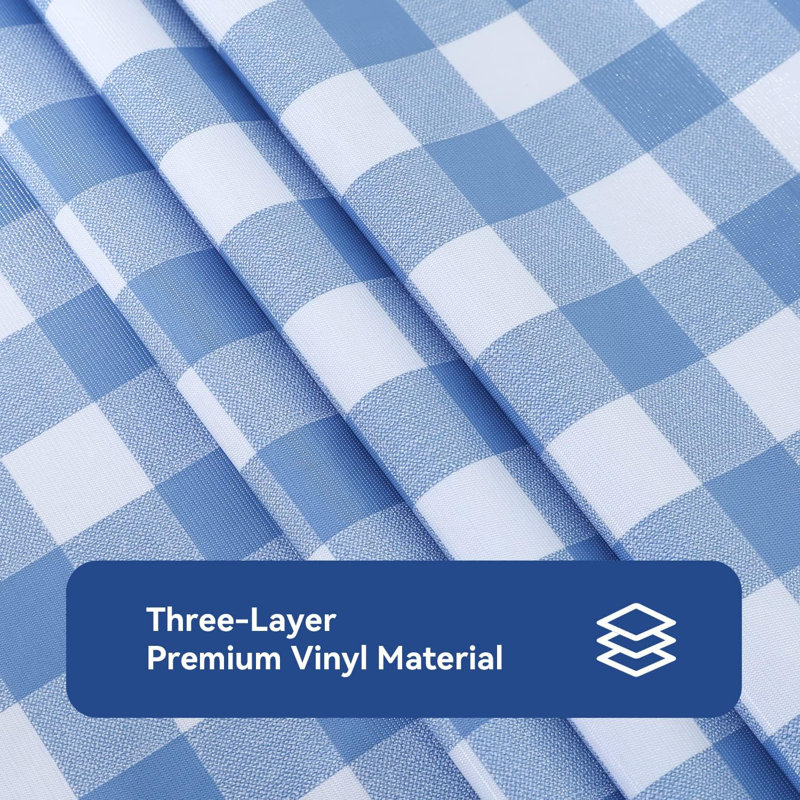 Rectangle Vinyl PVC Tablecloth, 100% Waterproof Buffalo Plaid Plastic Table Cloth, Oil Proof Heavy Duty Wipeable Table Covers For Dining, Picnic, Outdoor - 54 X 78 Inch, Light Blue Plaid