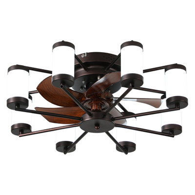 Ventilateur de plafond - Ventilateur de plafond encastré en forme de moulin avec lumière avec télécommande et minuterie,