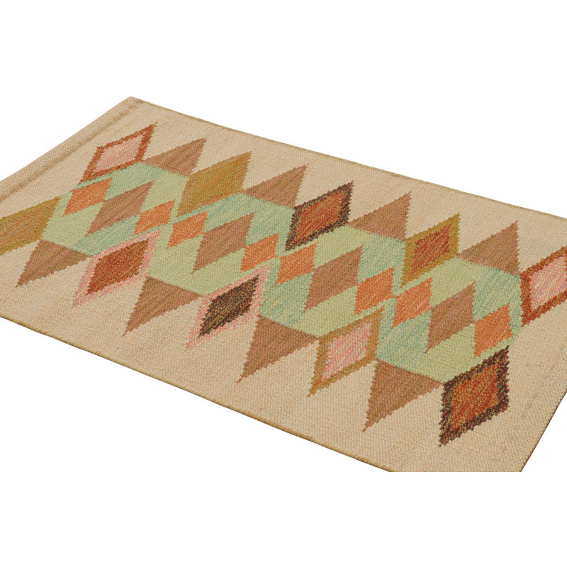 Scandinavian Hand Knotted Wool Geometric Area Rug, Rectangle 12' x 16'