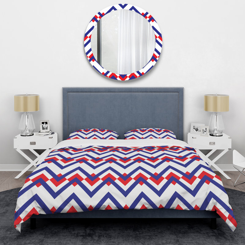 Ensemble de housse de couette en microfibre rouge / bleu 3 pièces