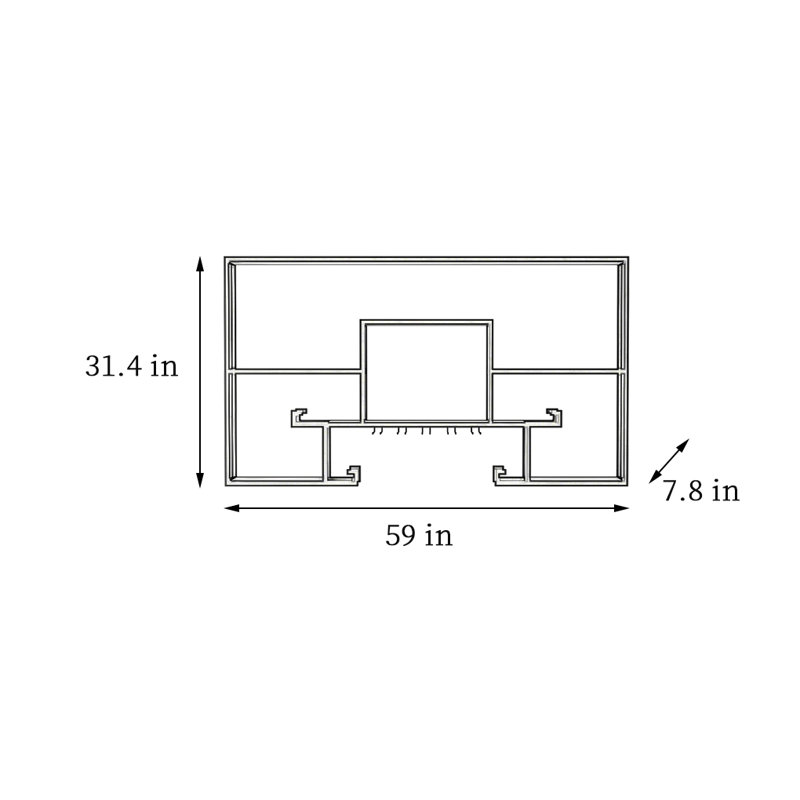 Kemiyah, Doré, H 31,4 po x l 59 po x P 7,8 po