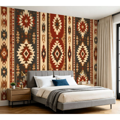 Wall Mural Peel and Stick Wallpaper Aztec geometric seamless Native American Indian Southwest Self-Adhesive Removable Contact Paper Wall Decor for Living Room Bedroom 100"H x 144"W