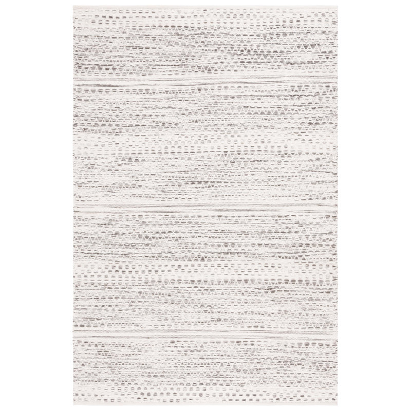Kilim Hand Woven Wool/Cotton Rug in Ivory/Brown, Rectangle 6' x 9'
