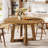 47" Solid Wood Dining Table for 4-6, Farmhouse Round Kitchen Table with Crossed Base