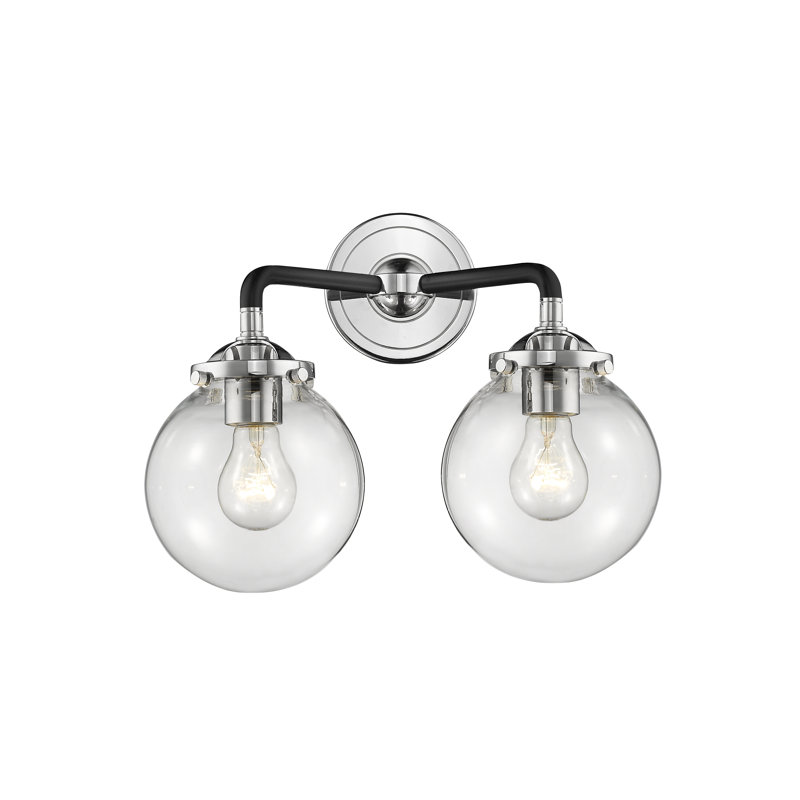 Clementina 2 - Light Dimmable Vanity Light, 60 W Incandescent Vintage Dimmable Bulb, Clear, Black Polished Nickel
