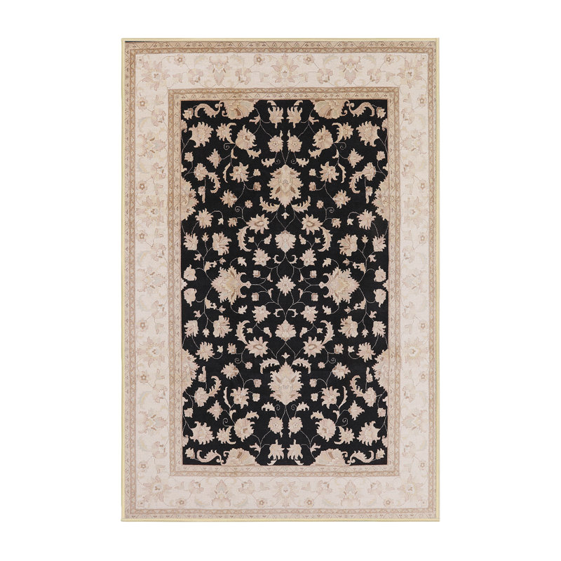 Tapis oriental ivoire / noir Chen, Rectangle 8 pi x 10 pi