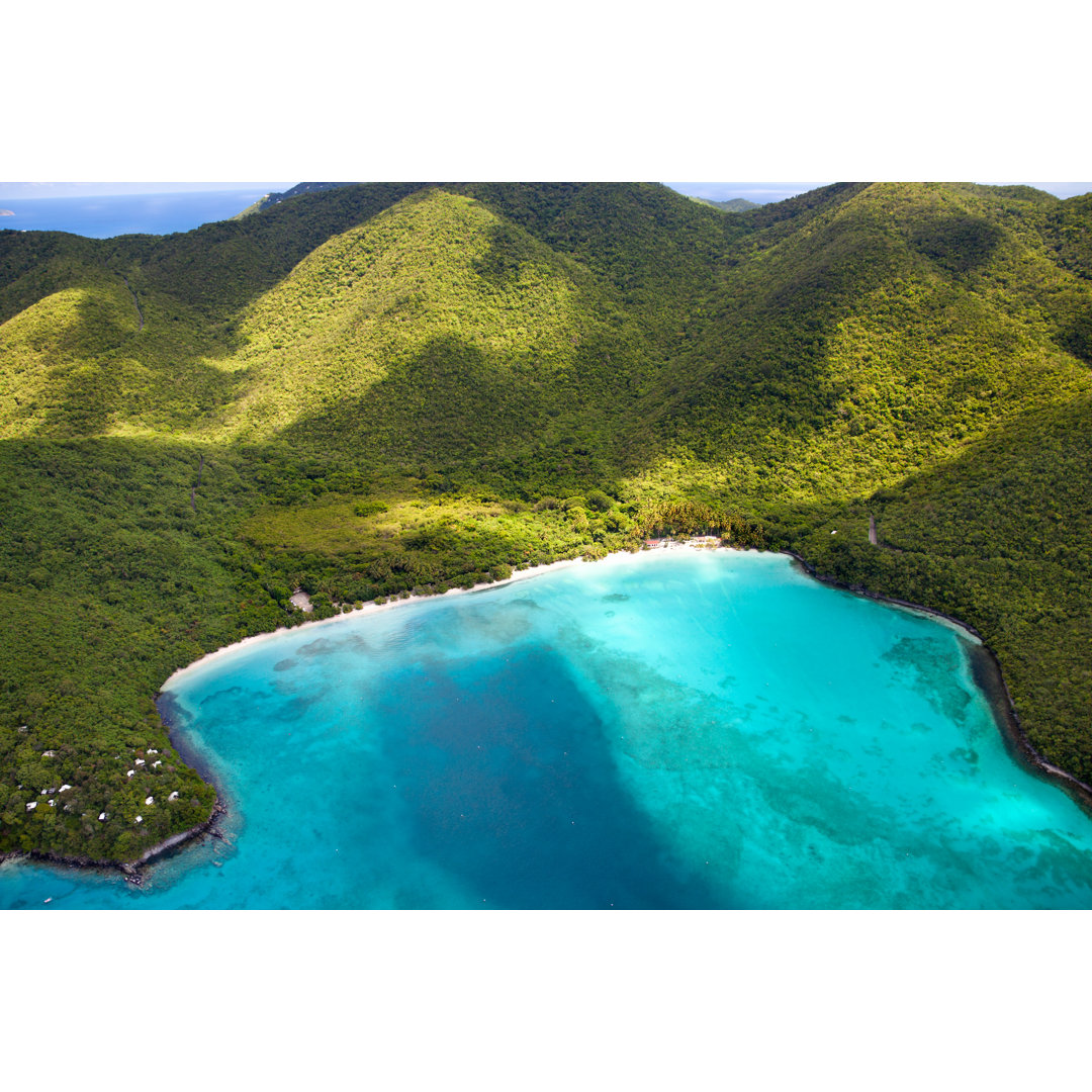 Luftaufnahme von Maho Bay, St. John, US Virgin Islands