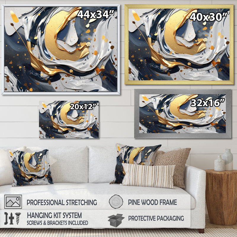 Grey and Gold Transcendent Impressions IV, H 24 po x l 32 po x P 1 po, Toile tendue