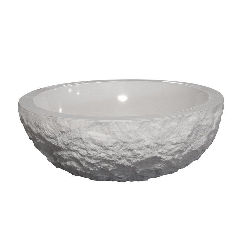 Lavabo de salle de bain vasque circulaire en polymère, Blanc