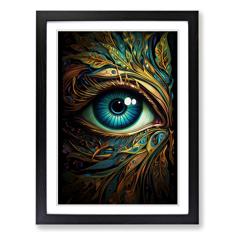 Eye Nouveau - Single Picture Frame Print on Wood, Black Framed, 64cm H x 46cm W