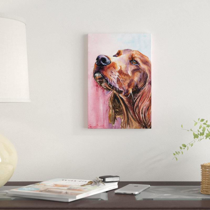 « irish setter », impression sur toile, H 12 po x l 8 po x P 0,75 po, Toile tendue, Pas de tapis