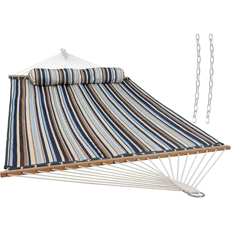  Hamac extérieur matelassé avec barres d'écartement - Hamac double robuste pour l'extérieur de 450 livres, Ocean Isle Striped