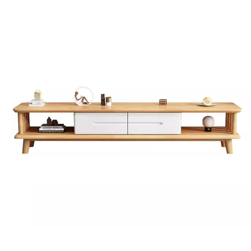 Crédence de rangement, Blanc / bois naturel, H 16,93 po x L 78,74 po x l 15,75 po