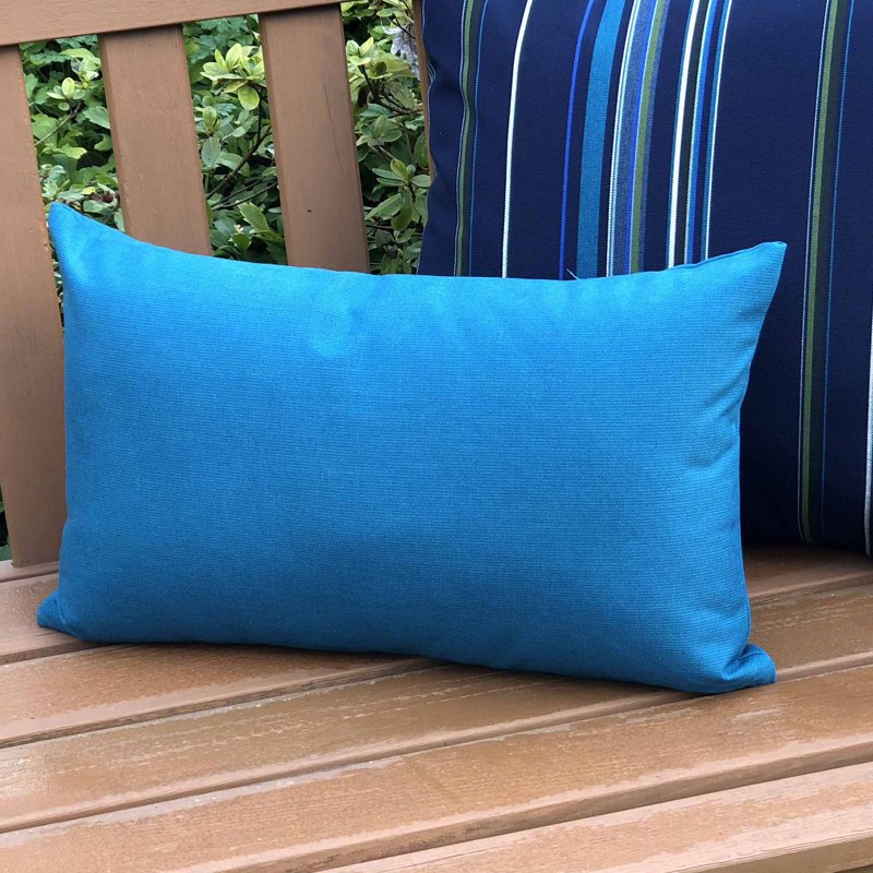 Sunbrella Fabric Solid Color Indoor/Outdoor Patio Garden Polyester Filled Lumbar Throw Pillows, Palm Green
