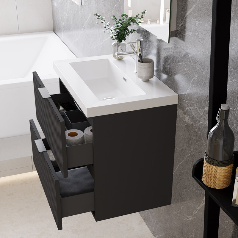 600mm Single Bathroom Vanity with Integrated Resin Basin
